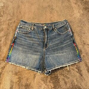 American Eagle Denim Shorts with‎ rainbow embroidery